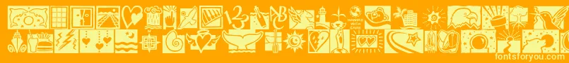 Шрифт DfconnectivitiesitcTt – жёлтые шрифты на оранжевом фоне