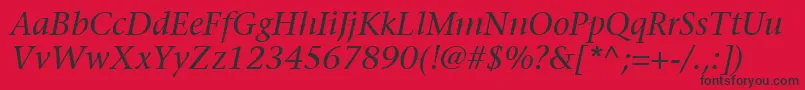 フォントItcStoneSerifLtItalic – 赤い背景に黒い文字