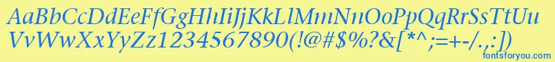 ItcStoneSerifLtItalic Font – Blue Fonts on Yellow Background
