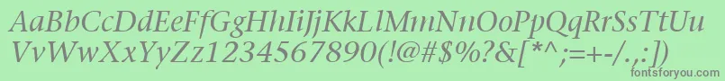 フォントItcStoneSerifLtItalic – 緑の背景に灰色の文字