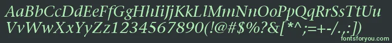 ItcStoneSerifLtItalic Font – Green Fonts on Black Background