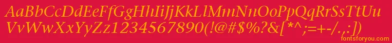 フォントItcStoneSerifLtItalic – 赤い背景にオレンジの文字