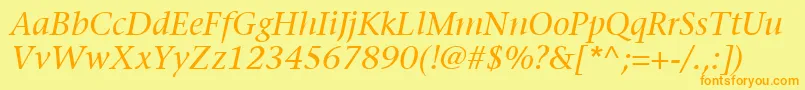 フォントItcStoneSerifLtItalic – オレンジの文字が黄色の背景にあります。