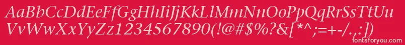 ItcStoneSerifLtItalic Font – Pink Fonts on Red Background