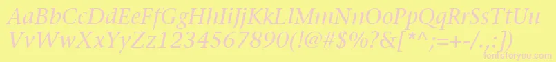 ItcStoneSerifLtItalic Font – Pink Fonts on Yellow Background