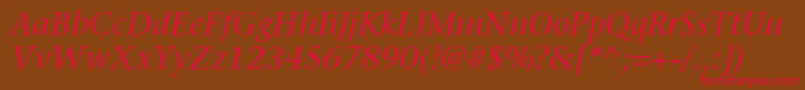 フォントItcStoneSerifLtItalic – 赤い文字が茶色の背景にあります。