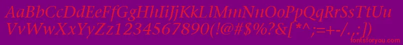 ItcStoneSerifLtItalic Font – Red Fonts on Purple Background