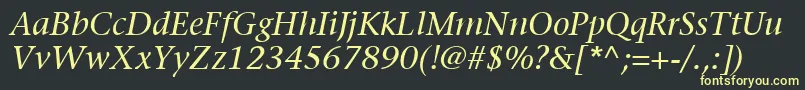 フォントItcStoneSerifLtItalic – 黒い背景に黄色の文字