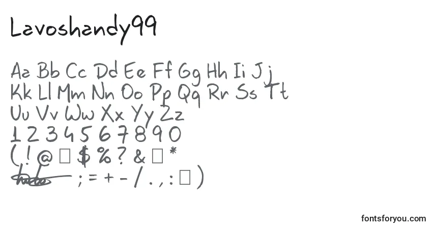 A fonte Lavoshandy99 – alfabeto, números, caracteres especiais
