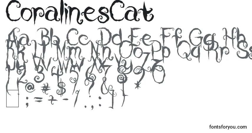 Schriftart CoralinesCat (51127) – Alphabet, Zahlen, spezielle Symbole