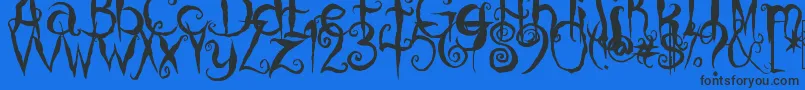 CoralinesCat-Schriftart – Schwarze Schriften auf blauem Hintergrund