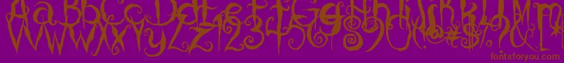 CoralinesCat-Schriftart – Braune Schriften auf violettem Hintergrund