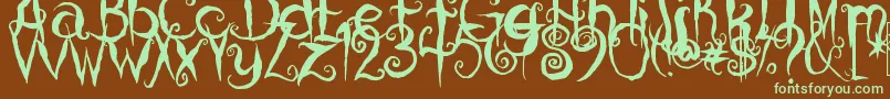 CoralinesCat Font – Green Fonts on Brown Background