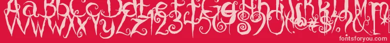 CoralinesCat Font – Pink Fonts on Red Background