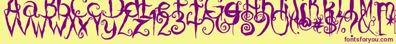 More about CoralinesCat Font CoralinesCat Font – Purple Fonts on Yellow Background