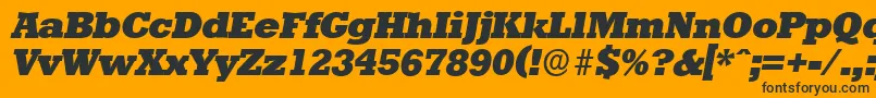 Fonte StaffordserialHeavyItalic – fontes pretas em um fundo laranja