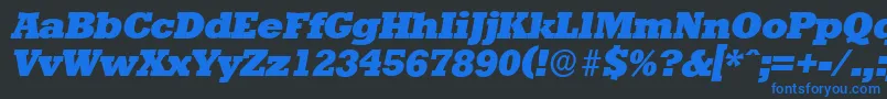 Fonte StaffordserialHeavyItalic – fontes azuis em um fundo preto