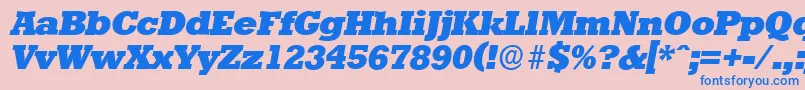 StaffordserialHeavyItalic-fontti – siniset fontit vaaleanpunaisella taustalla