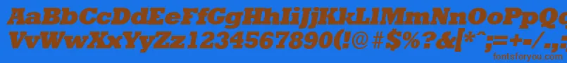 Fonte StaffordserialHeavyItalic – fontes marrons em um fundo azul