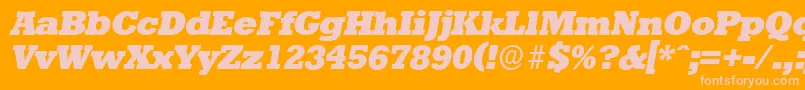 Fonte StaffordserialHeavyItalic – fontes rosa em um fundo laranja