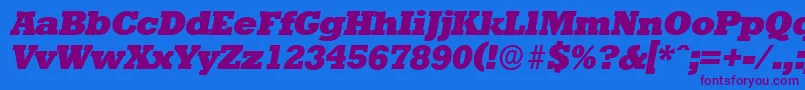 フォントStaffordserialHeavyItalic – 紫色のフォント、青い背景
