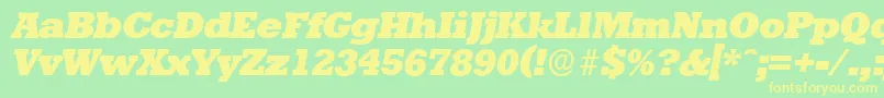 StaffordserialHeavyItalic-Schriftart – Gelbe Schriften auf grünem Hintergrund