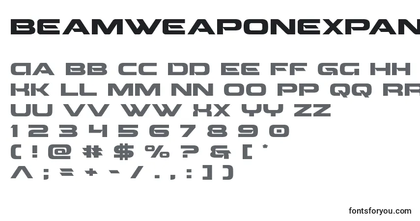 Шрифт Beamweaponexpand – алфавит, цифры, специальные символы