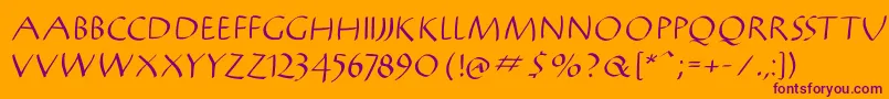 Mantikwa-Schriftart – Violette Schriften auf orangefarbenem Hintergrund