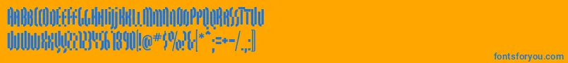 QuasariallBold-Schriftart – Blaue Schriften auf orangefarbenem Hintergrund