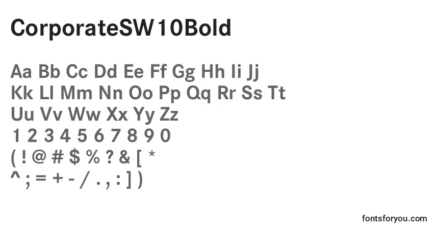 Шрифт CorporateSW10Bold – алфавит, цифры, специальные символы