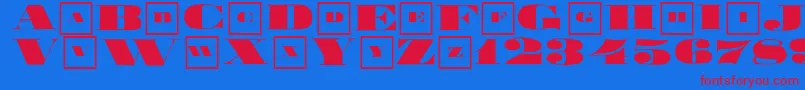 Bigbrotherclassizism-Schriftart – Rote Schriften auf blauem Hintergrund