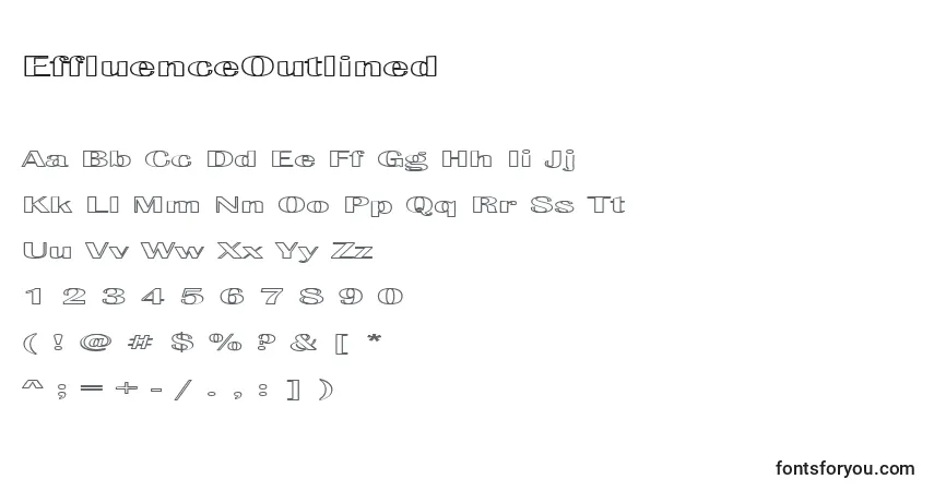 Шрифт EffluenceOutlined – алфавит, цифры, специальные символы