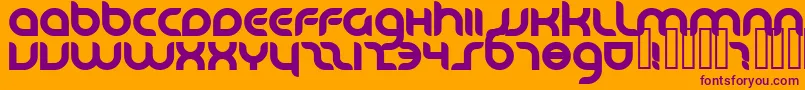DanubeBold-Schriftart – Violette Schriften auf orangefarbenem Hintergrund