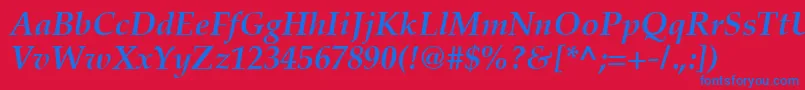 フォントPalmspringsBoldItalic – 赤い背景に青い文字