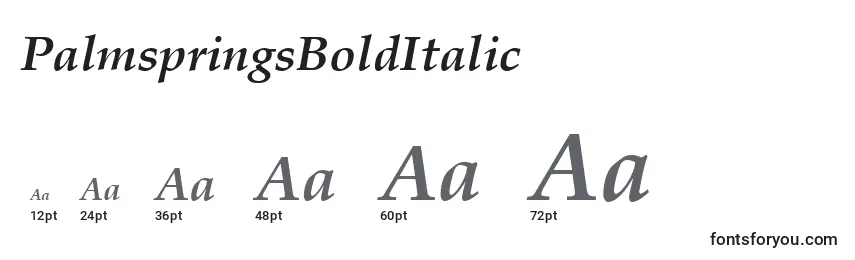 Размеры шрифта PalmspringsBoldItalic