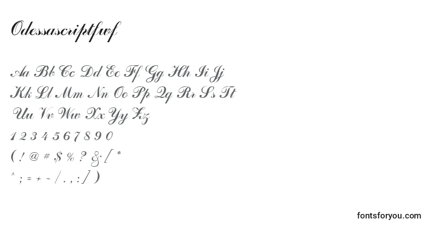 Schriftart Odessascriptfwf – Alphabet, Zahlen, spezielle Symbole