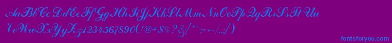 Odessascriptfwf-Schriftart – Blaue Schriften auf violettem Hintergrund