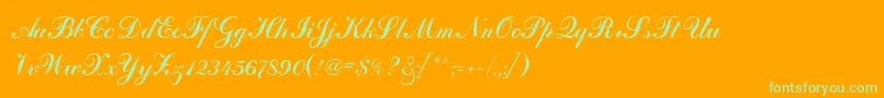 Odessascriptfwfフォントについての詳細 フォントOdessascriptfwf – オレンジの背景に緑のフォント