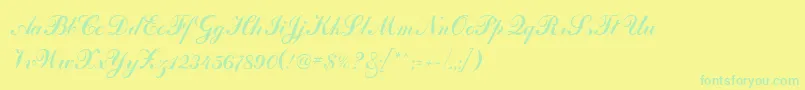 Odessascriptfwf Font – Green Fonts on Yellow Background