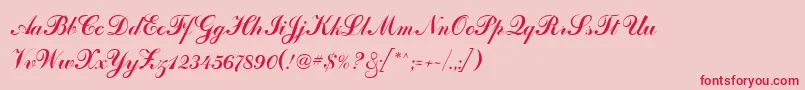 Odessascriptfwf-Schriftart – Rote Schriften auf rosa Hintergrund