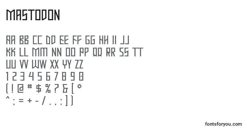 Czcionka Mastodon – alfabet, cyfry, specjalne znaki