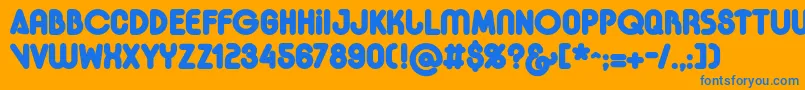 Garoahackerclubebold-Schriftart – Blaue Schriften auf orangefarbenem Hintergrund