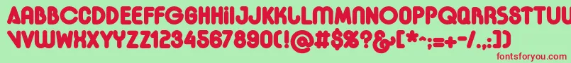 Garoahackerclubebold-Schriftart – Rote Schriften auf grünem Hintergrund