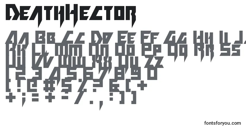 DeathHector-fontti – aakkoset, numerot, erikoismerkit
