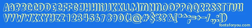 MyfridaShadowRegular-Schriftart – Gelbe Schriften auf blauem Hintergrund