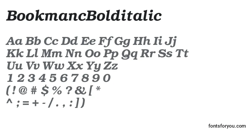 Schriftart BookmancBolditalic – Alphabet, Zahlen, spezielle Symbole