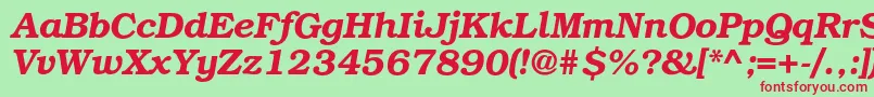 BookmancBolditalic Font – Red Fonts on Green Background