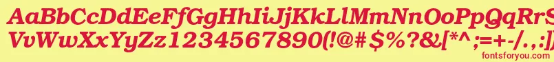 BookmancBolditalic Font – Red Fonts on Yellow Background