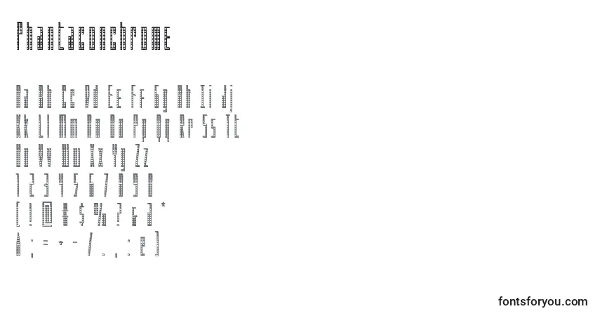 A fonte Phantaconchrome – alfabeto, números, caracteres especiais