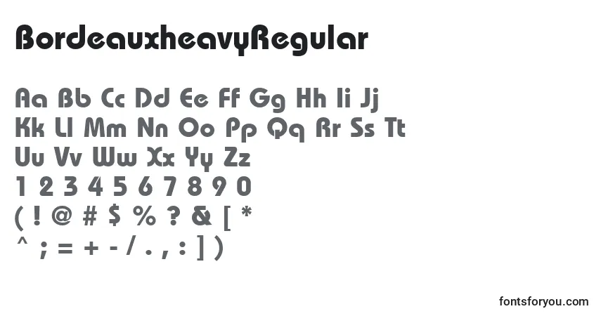 Шрифт BordeauxheavyRegular – алфавит, цифры, специальные символы